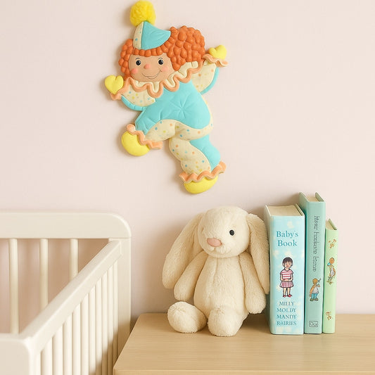 Vintage 1987 Ceramic Pastel Clown Wall Hanging – Child’s Room Décor, Nursery Art, Retro Halloween Decoration