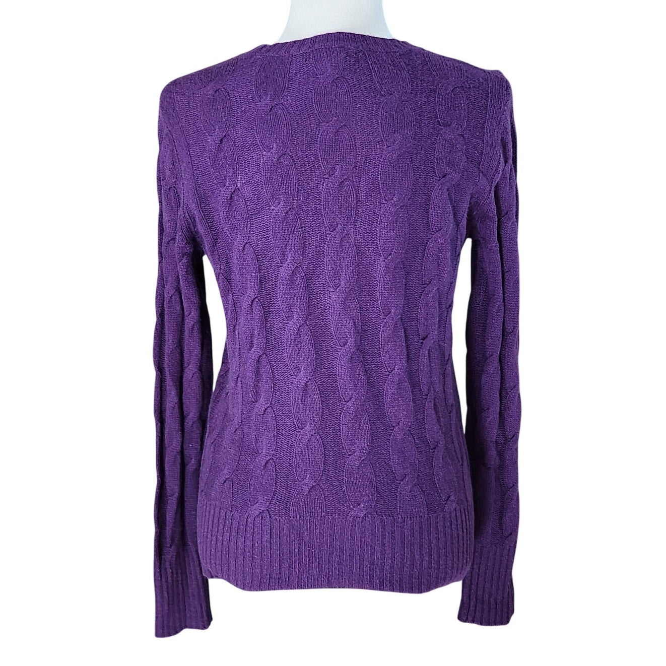 100% Cashmere Purple Cable Knit Sweater | Women's M