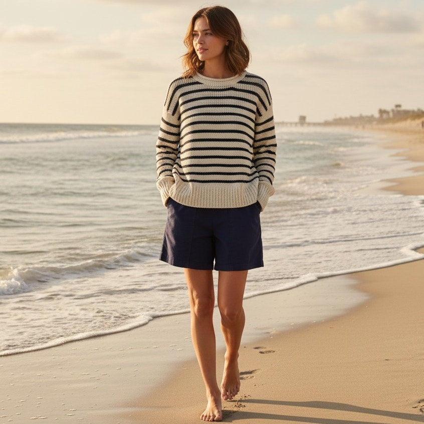 Paris Jersey Girl Viscose Sweater | Marine Blue | Women's M