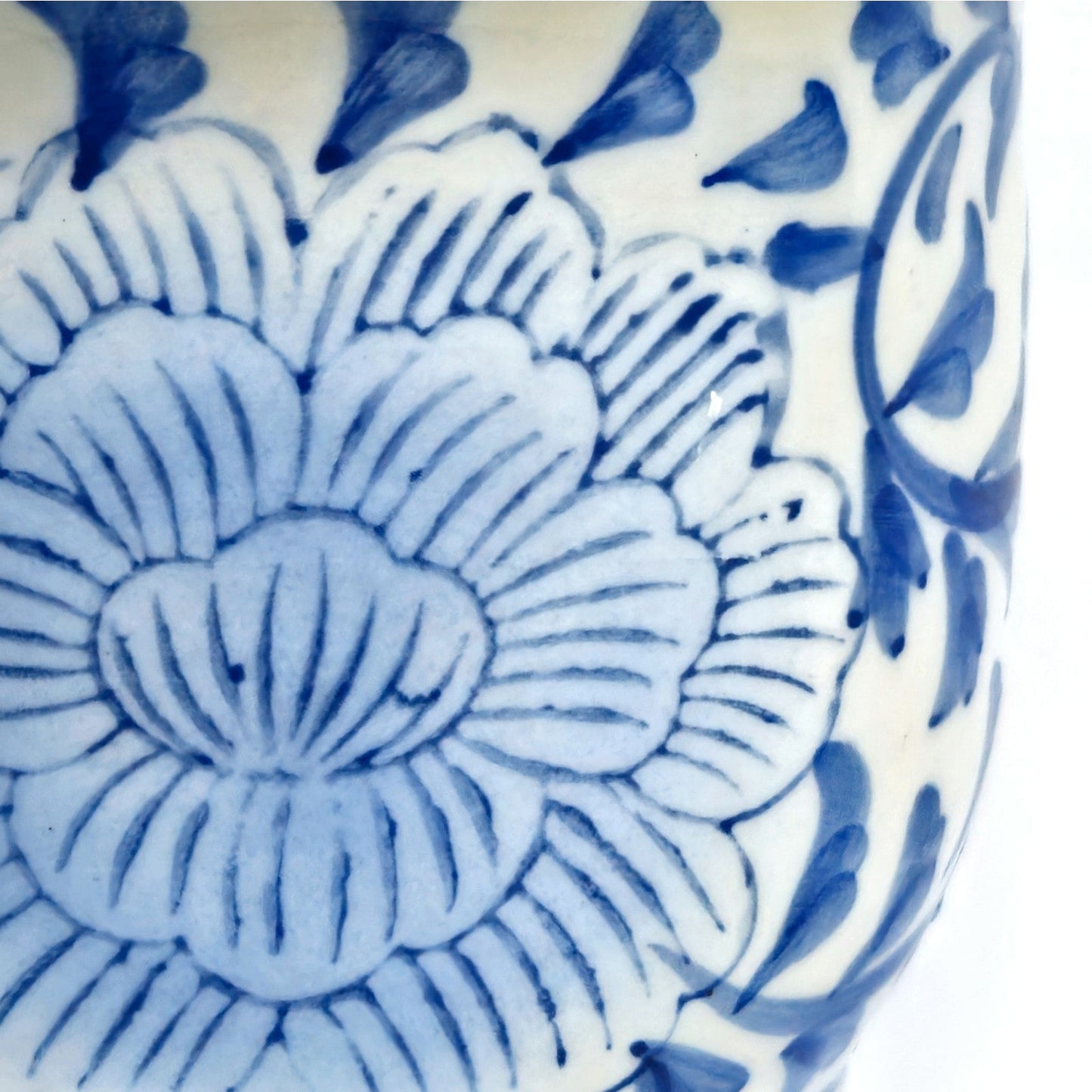 1980s Blue & White Ceramic Planter Pot