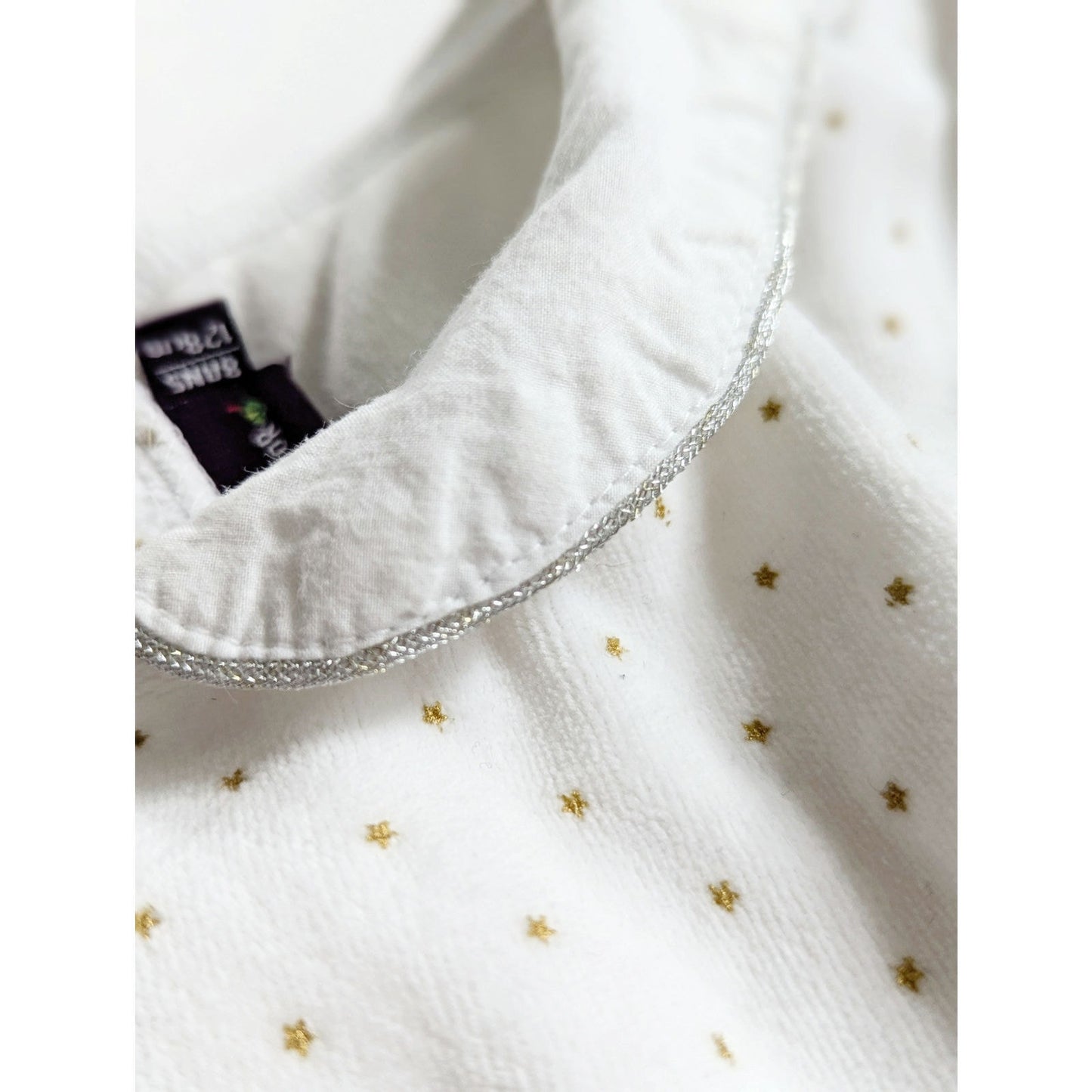 🎄 Sergent Major Long Sleeve White Gold Star Velour Holiday Dress – Girls Size 8 (128 cm)