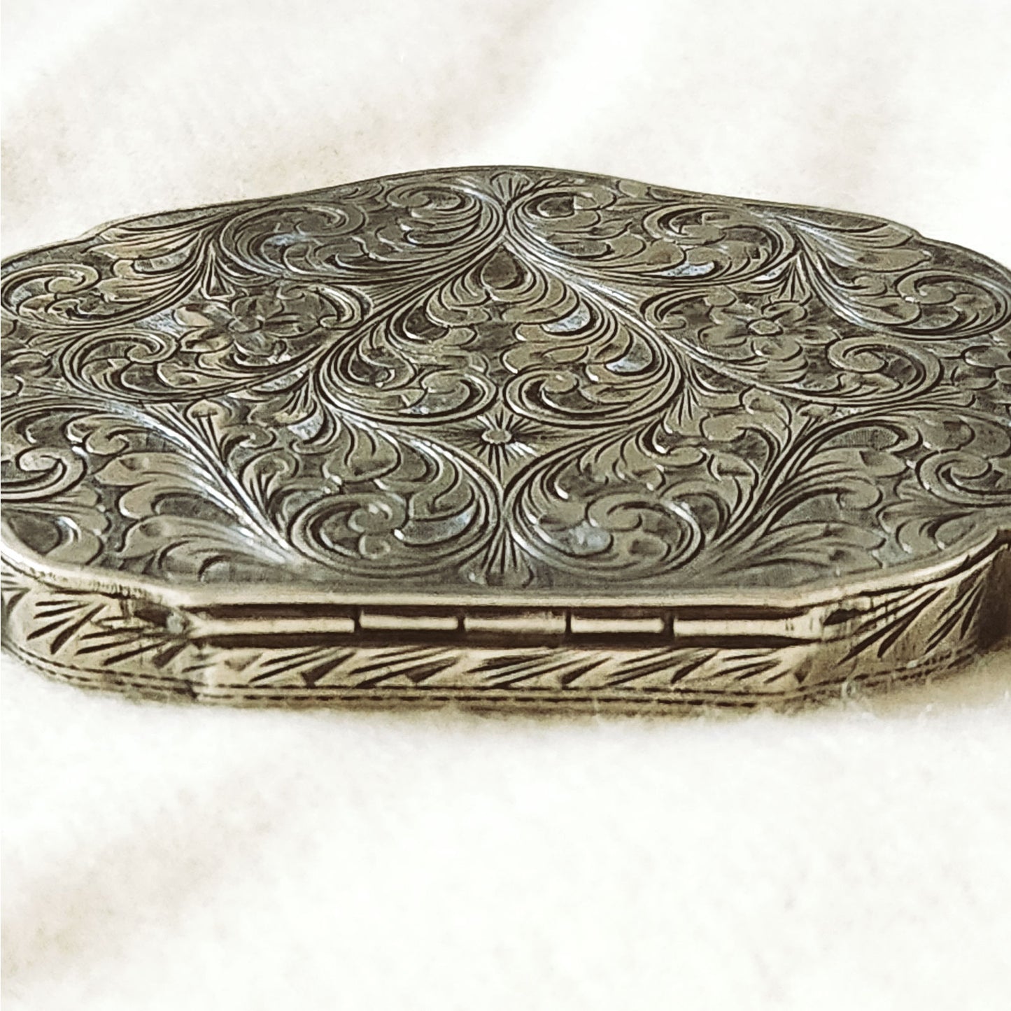 1920s Antique .800  Art Nouveau Silver Compact with Mirror