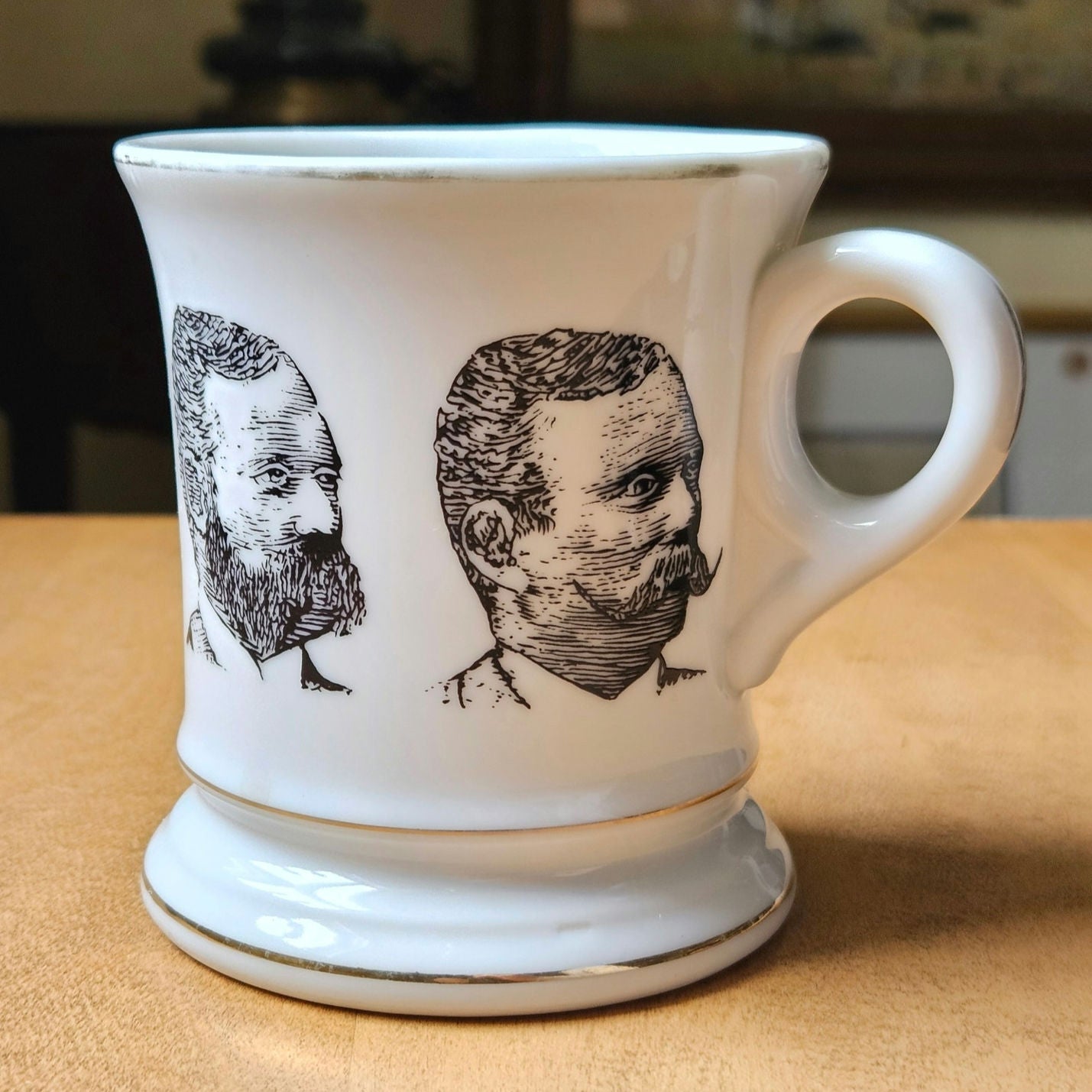 Vintage Mid-Century Viking Mustache Mug | 1960s–70s Pedestal Shaving Mug
