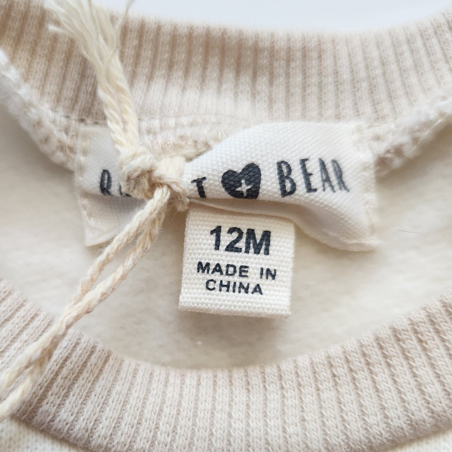 Rabbit + Bear Organic Cotton Infant Snowman Sweatshirt 12M – Cream & Beige with Textured Embroidery NWT