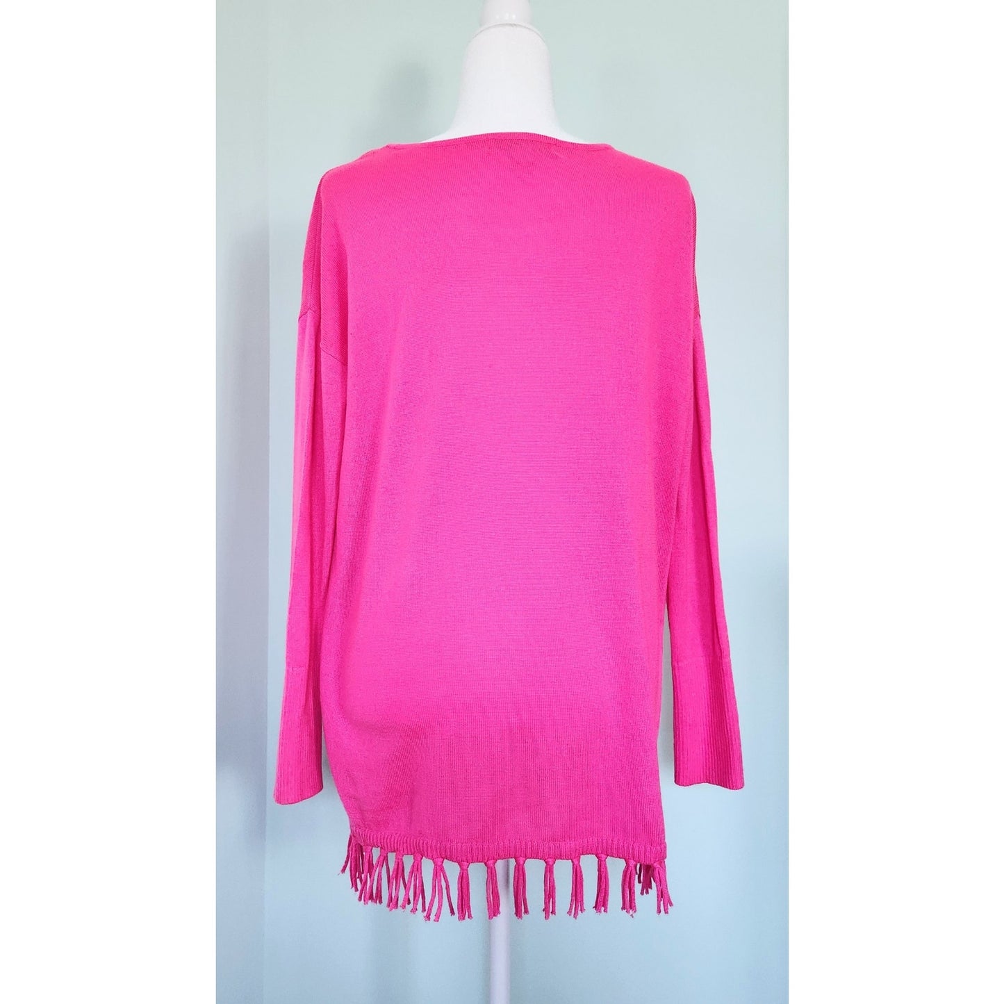 Lilly Pulitzer Emberly Sweater | Mandevilla Pink Fringe Tassel Pullover Women's Medium