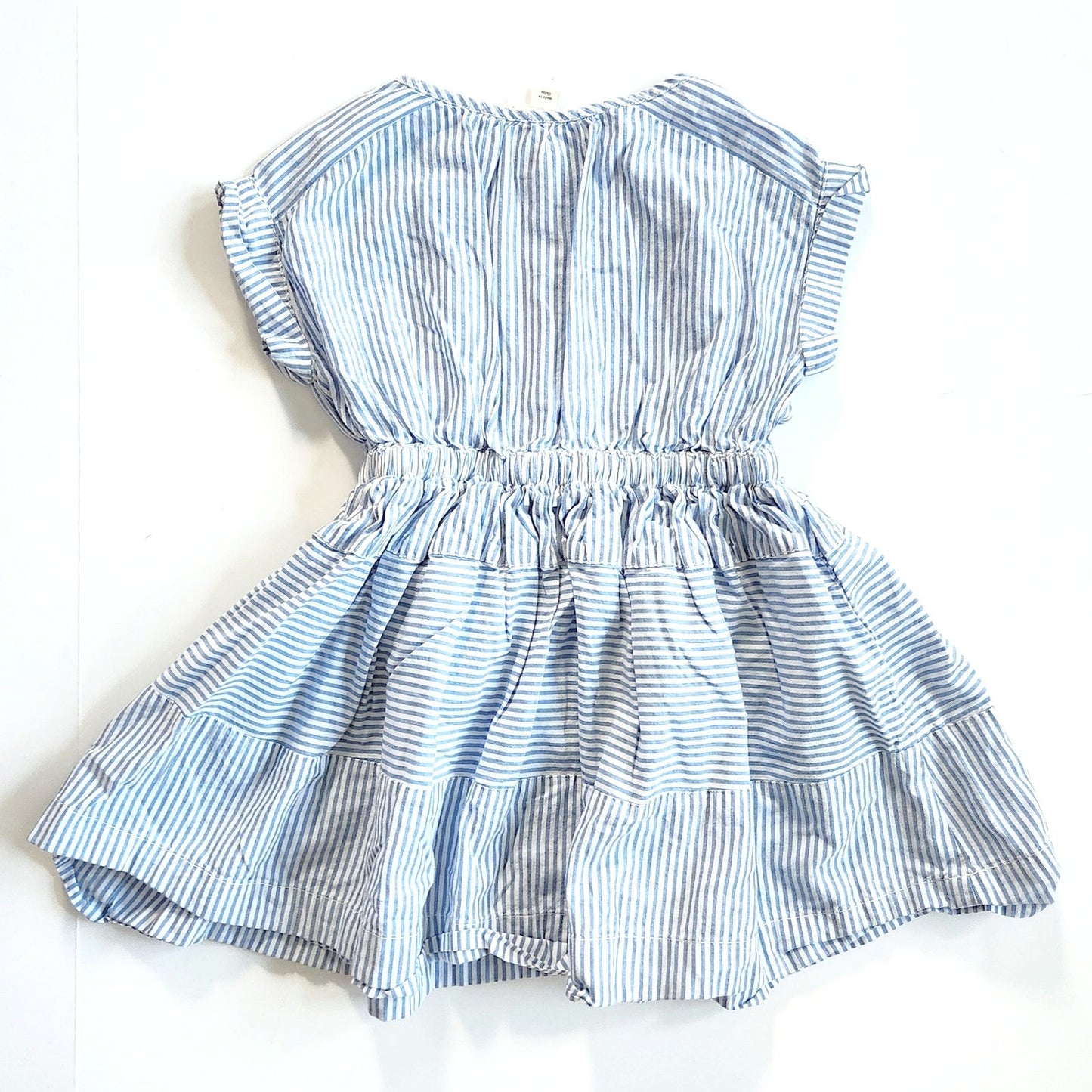 J.Crew Crewcuts Girls Cotton Blue Striped Drawstring Dress Size 4