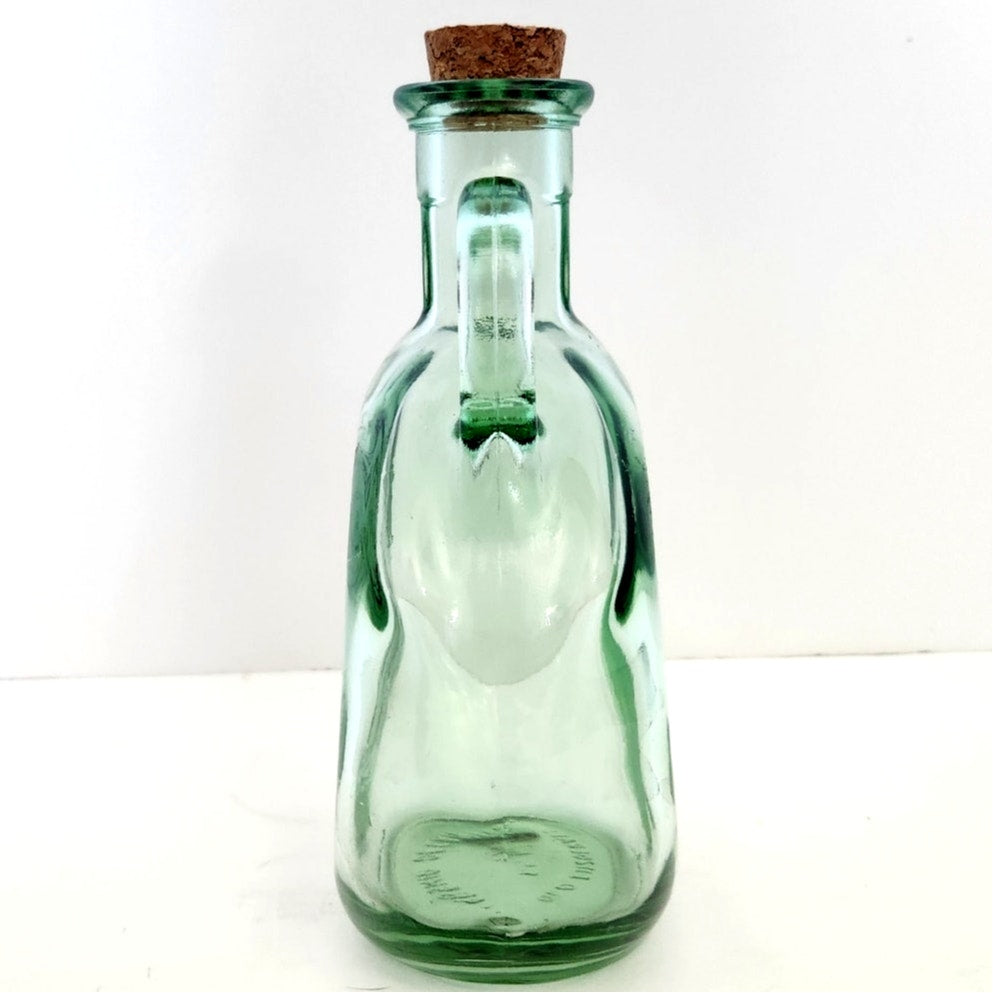 MCM Vintage Old Fitzgerald Green Glass Flagship Decanter Bottle – Tall Ship Design – Collectible Nautical Barware