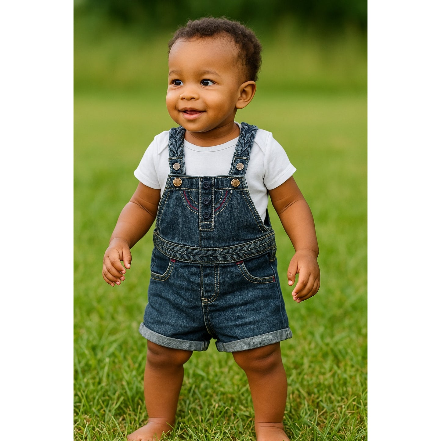 Vintage OshKosh B’gosh Vestbak Jean Shortalls | Rainbow Stitching | Baby 12 Months