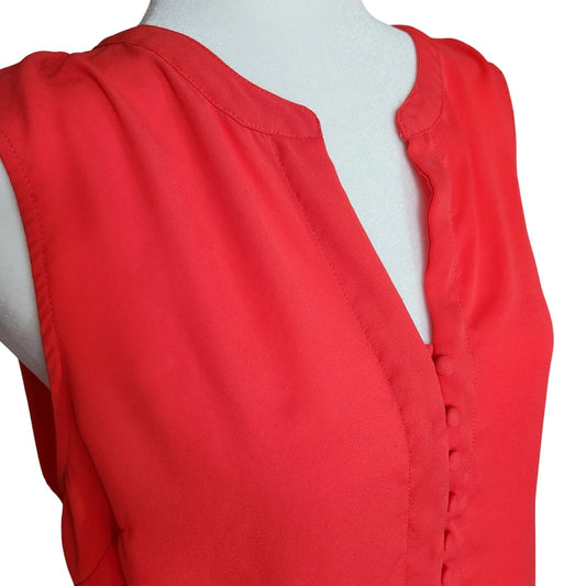 Rose & Olive Women's Orange Sleeveless Keyhole Lightweight Blouse Size L