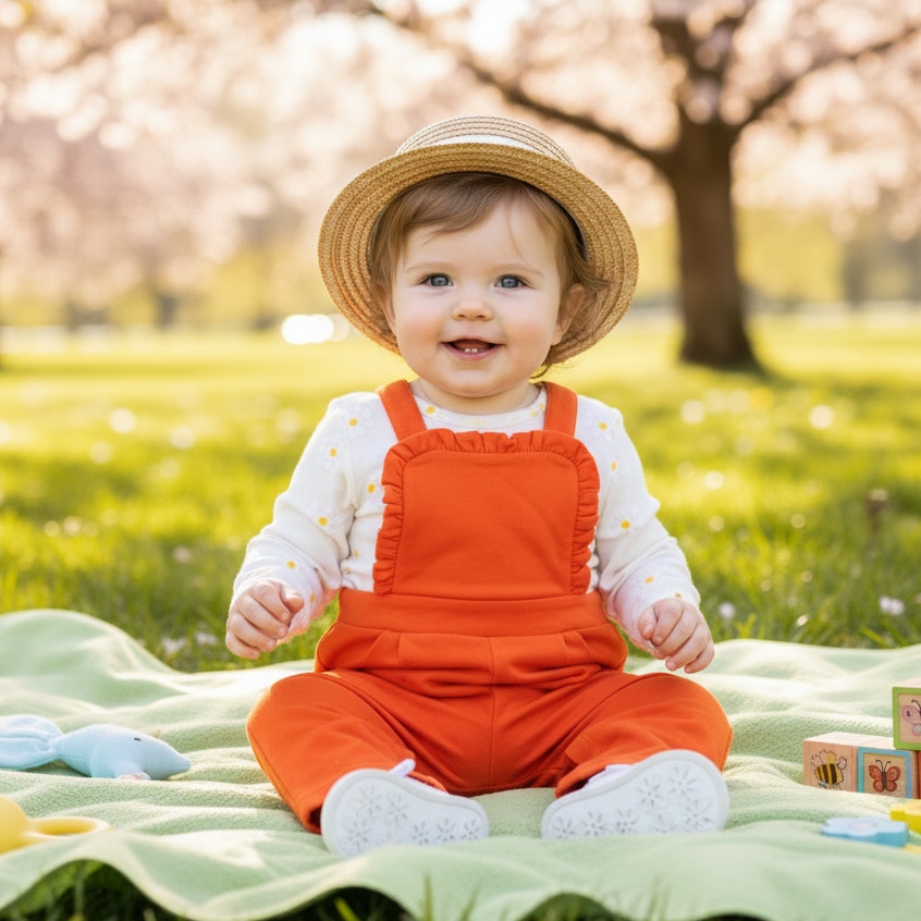 Orange Ruffle Strap Romper | 6–12 Months | NWT