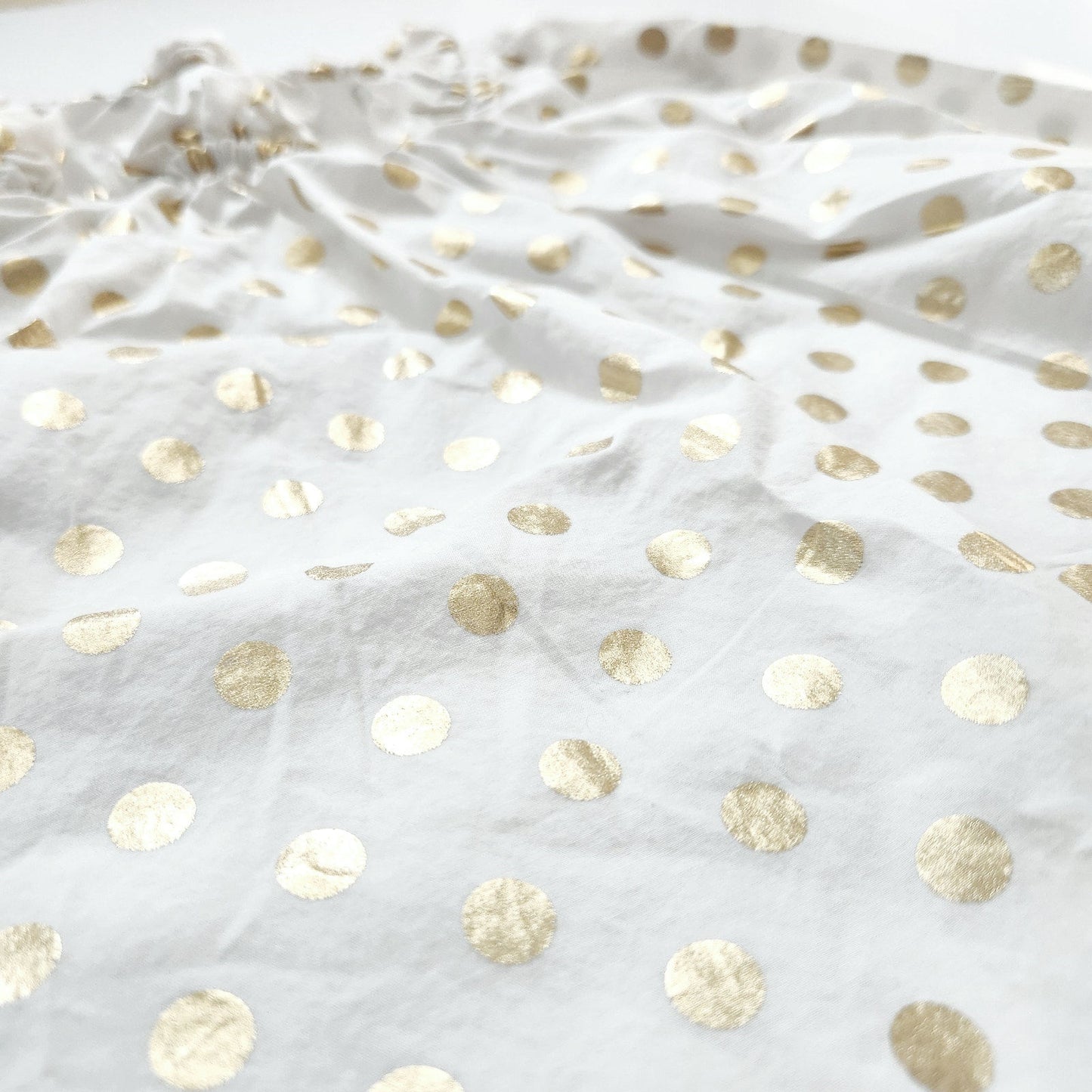 Crewcuts Elaine Bubble Sleeve Blouse – White Cotton with Shiny Gold Polka Dots, Long Sleeve Party Top | Girls Size 10