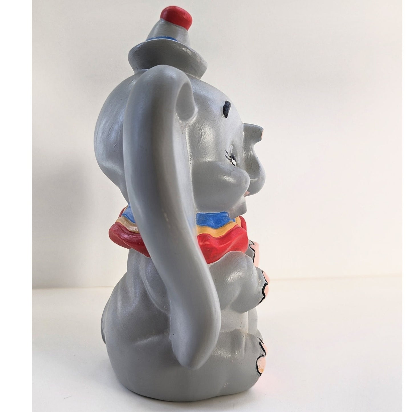 Vintage 1980s Walt Disney World Dumbo Figurine | Hand Painted Ceramic Collectible | 9" Disney Character Statue | Kids Home