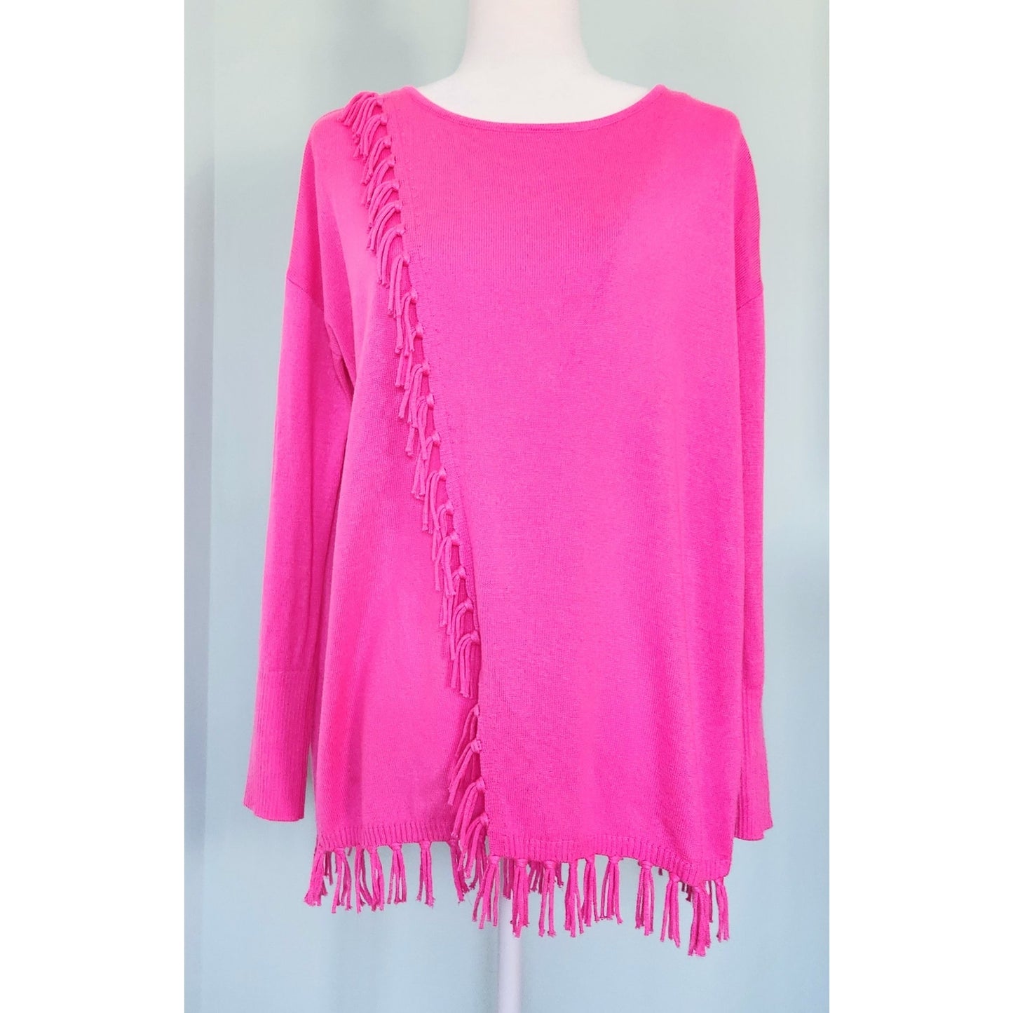 Lilly Pulitzer Emberly Sweater | Mandevilla Pink Fringe Tassel Pullover Women's Medium