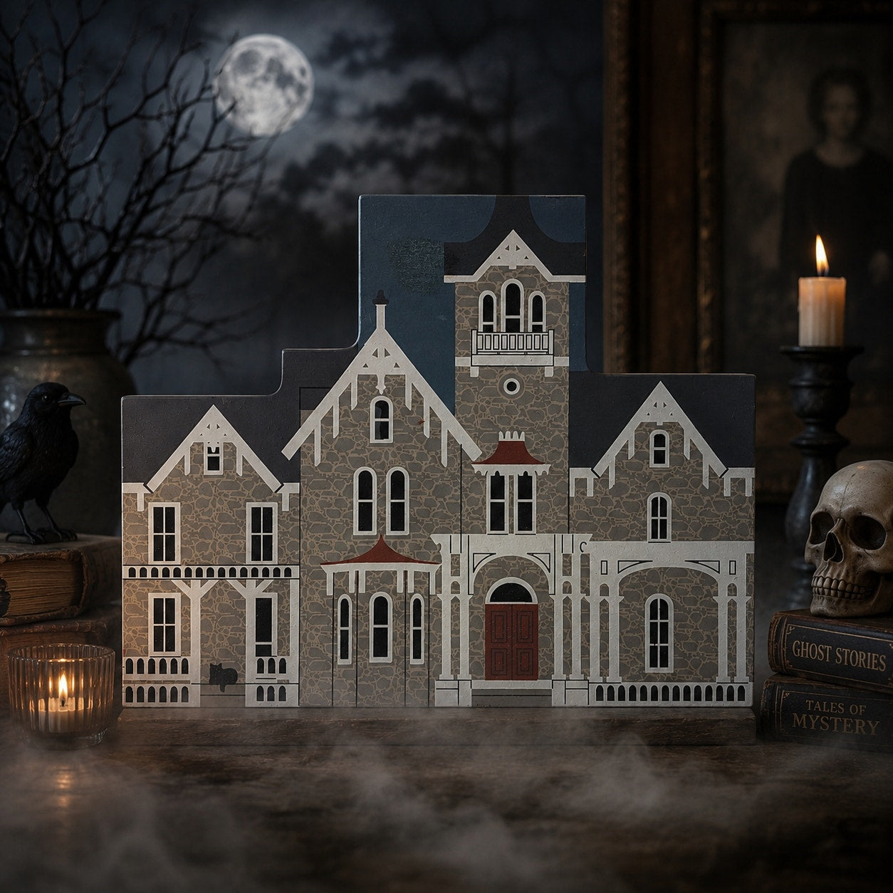 Cat’s Meow Village Haunted House Loch Aerie Mansion | 1992 Shelf Sitter | Signed 1999 | Vintage Home Collectible