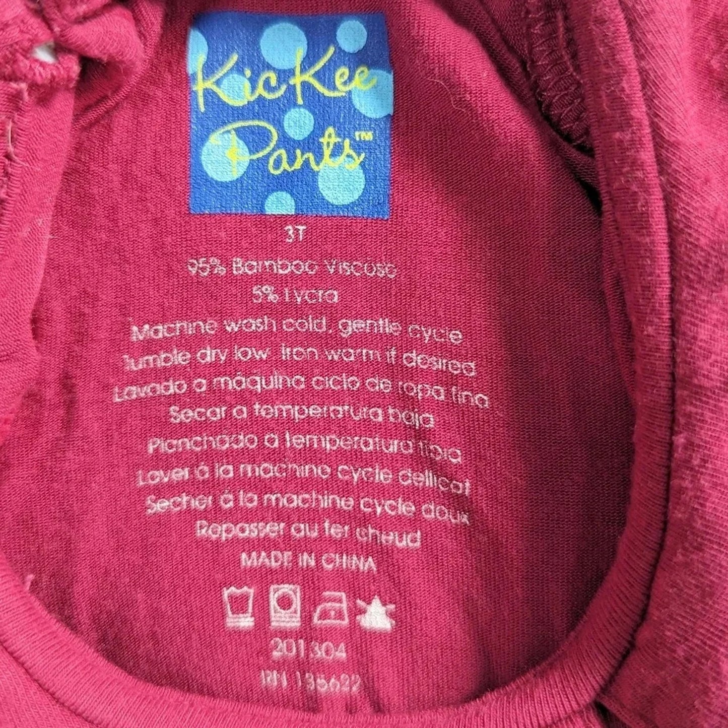 KicKee Pants Bamboo Long Sleeve Peter Pan Collar Tee – Raspberry Pink –Toddler Girls Size 3T