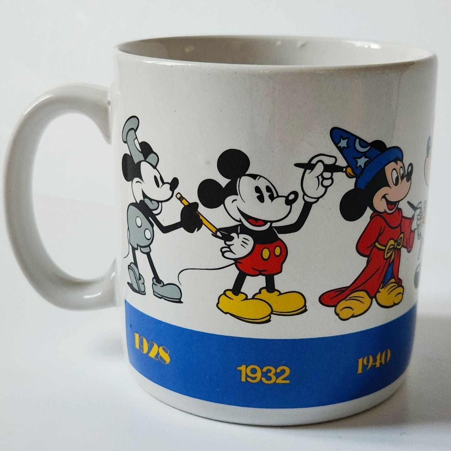 Vintage 1980s Mickey Through the Years Mug — Applause® — 1928→1990 Timeline
