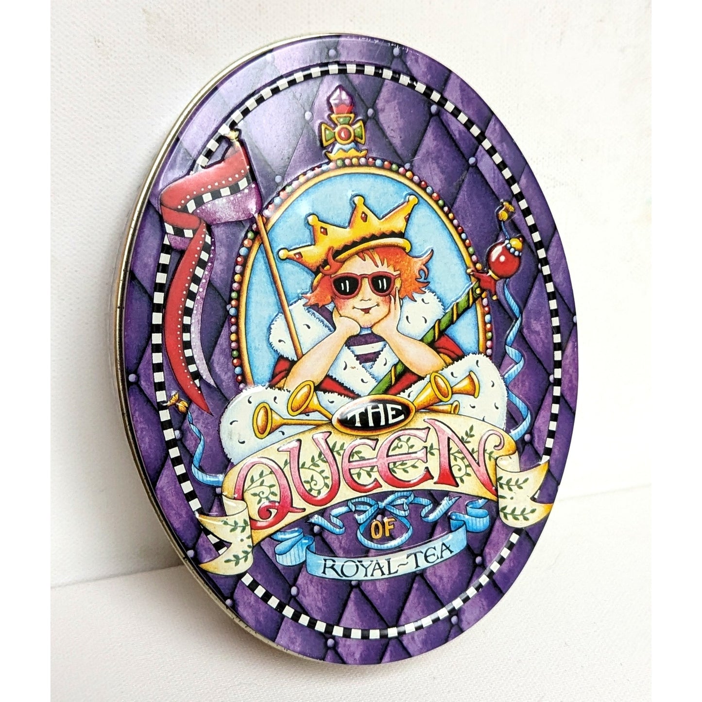Mary Engelbreit Queen of Royal-Tea Tin | Vintage Collectible Storage Box | Queen of Everything Theme | Home