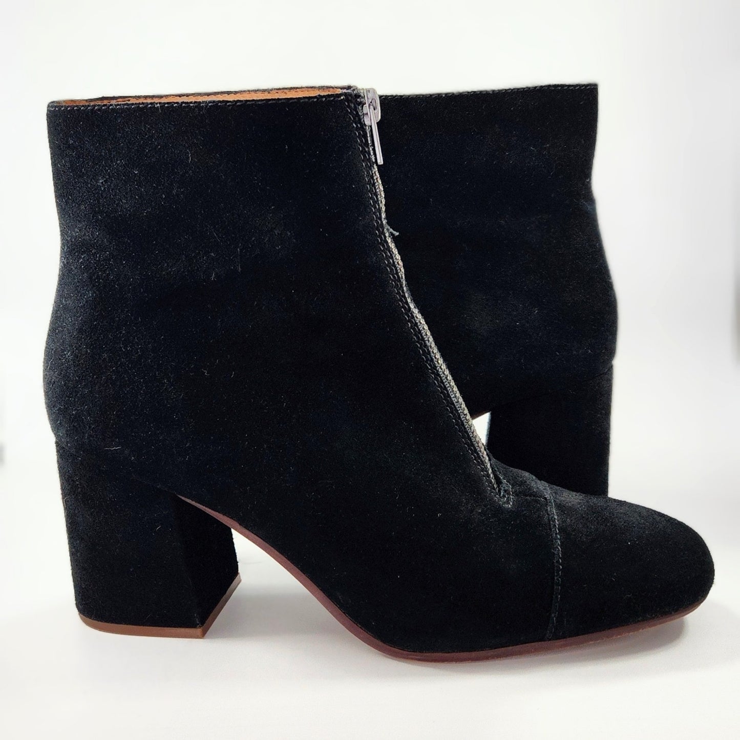 The Amalia Zip Ankle Boot in Suede True Black – Women's 10