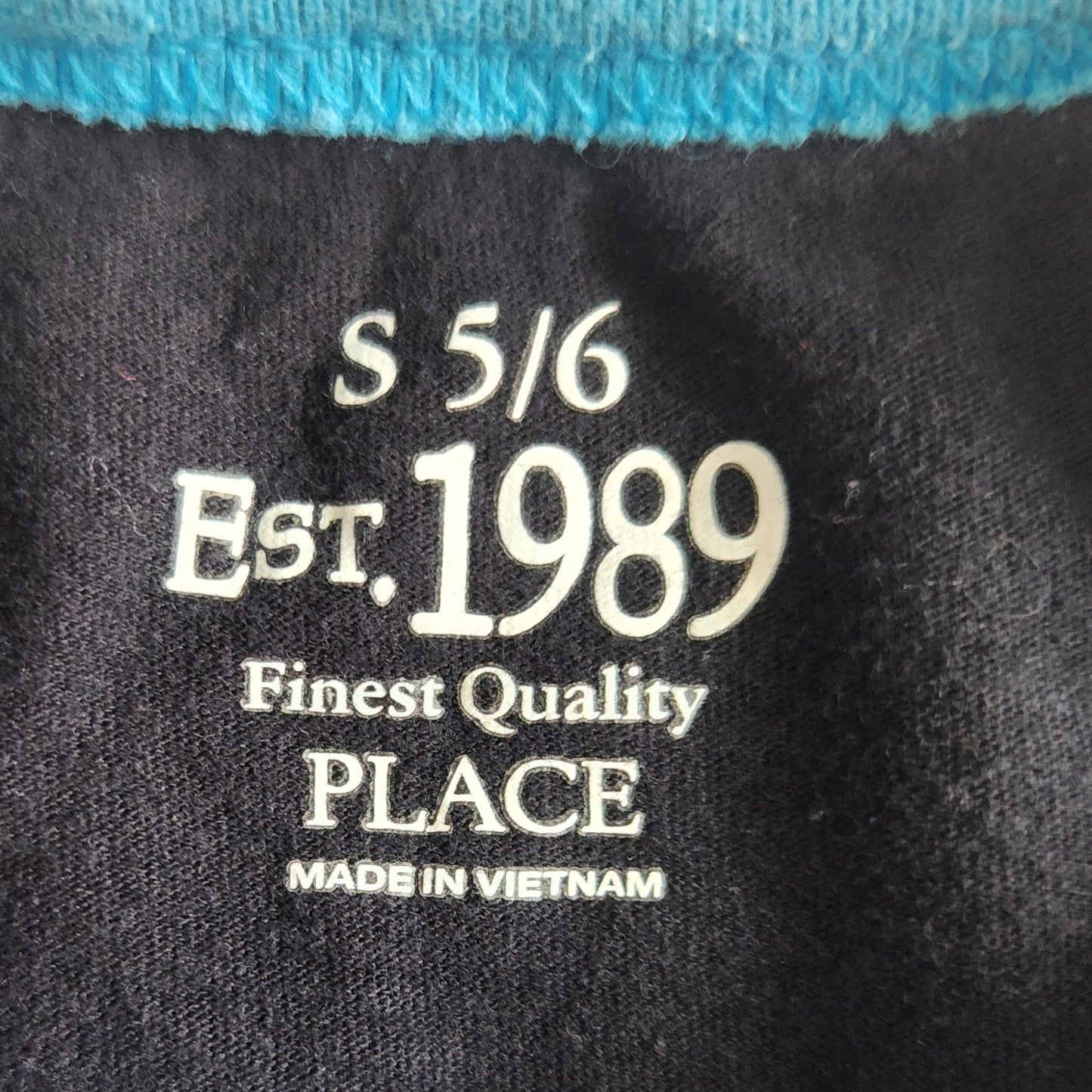 Vintage Y2K The Children’s Place Peace Sign T-Shirt – Retro Black & Turquoise Ringer Tee, Size Small 5/6, 2000s Kids Graphic Shirt