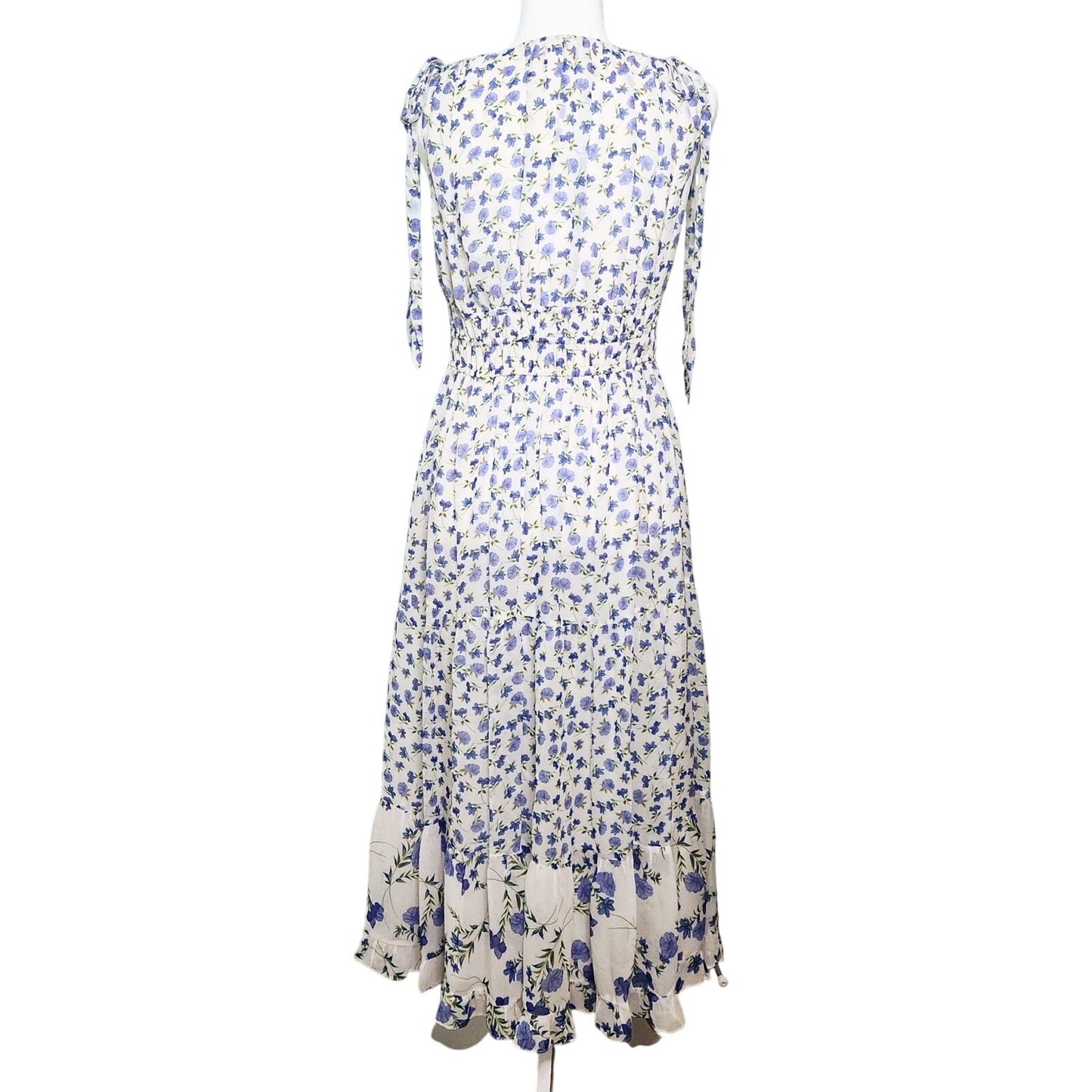 Shoshanna Helena Dress | Blue Floral Midi | Size 8 | Sleeveless Lightweight Viscose