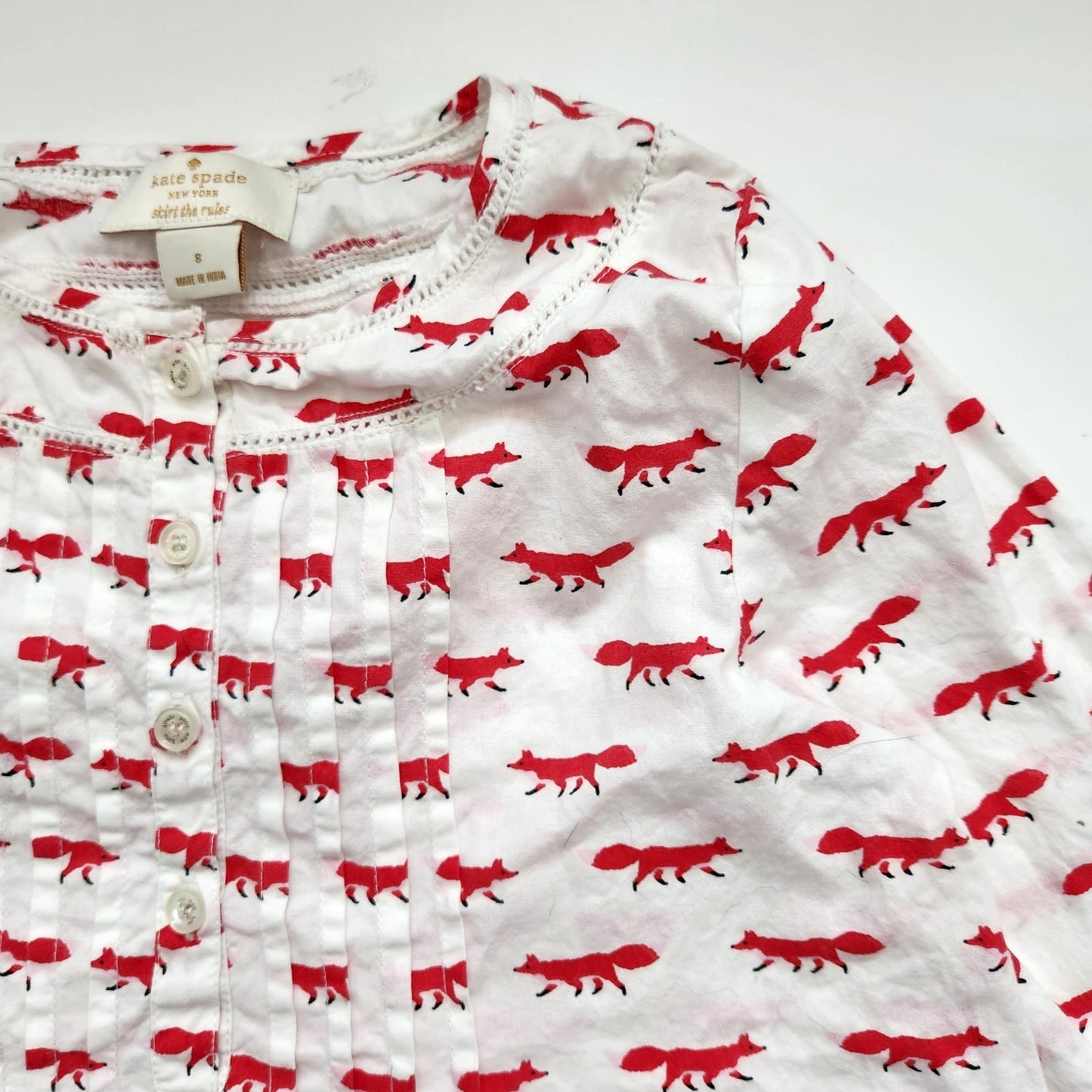 So Foxy Foxes Long Sleeve Smocked Dress - Girls Size 8