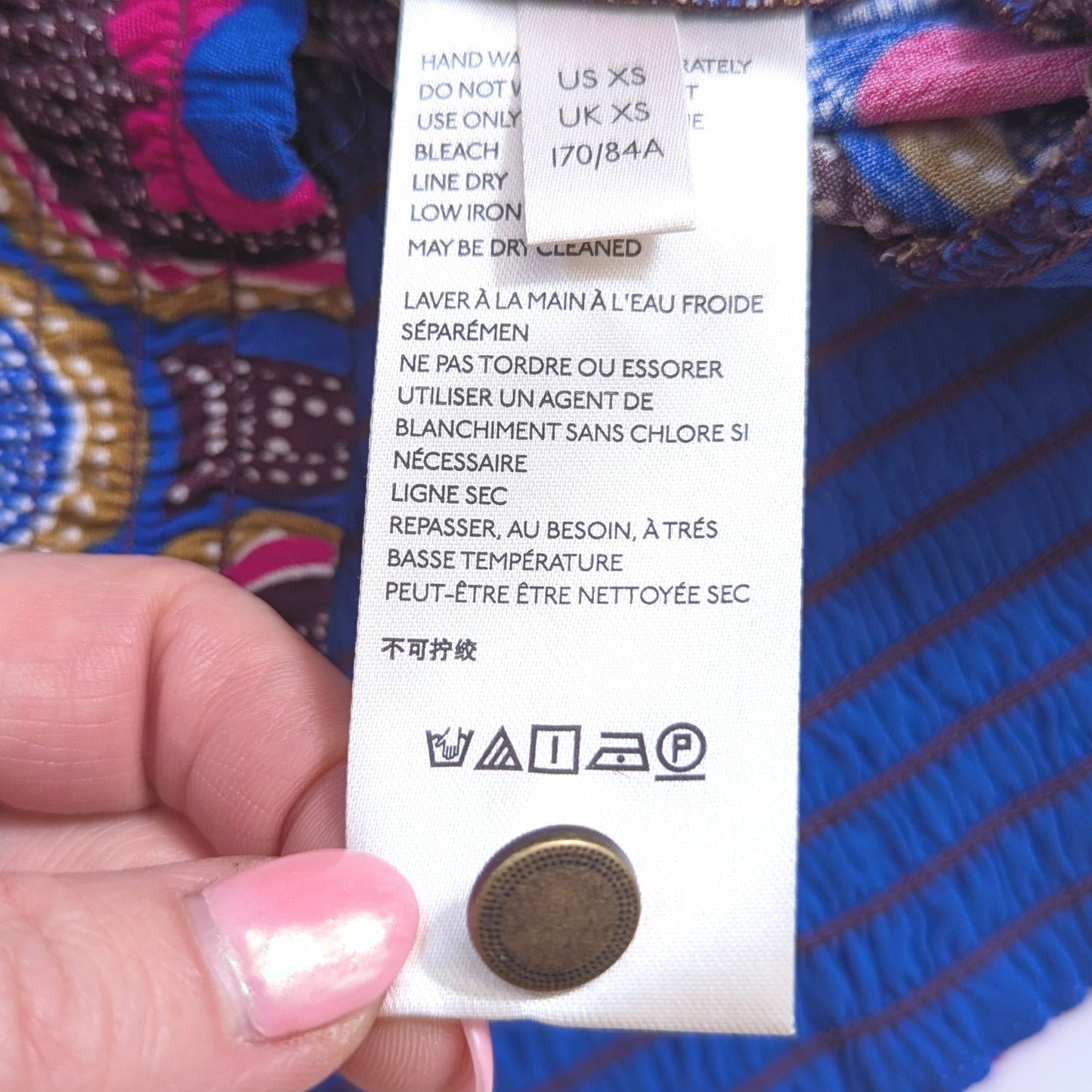 Anthropologie Maeve Miro Dolman Blouse – Retro Mod Silky Top Pink Blue | Women's Size XS