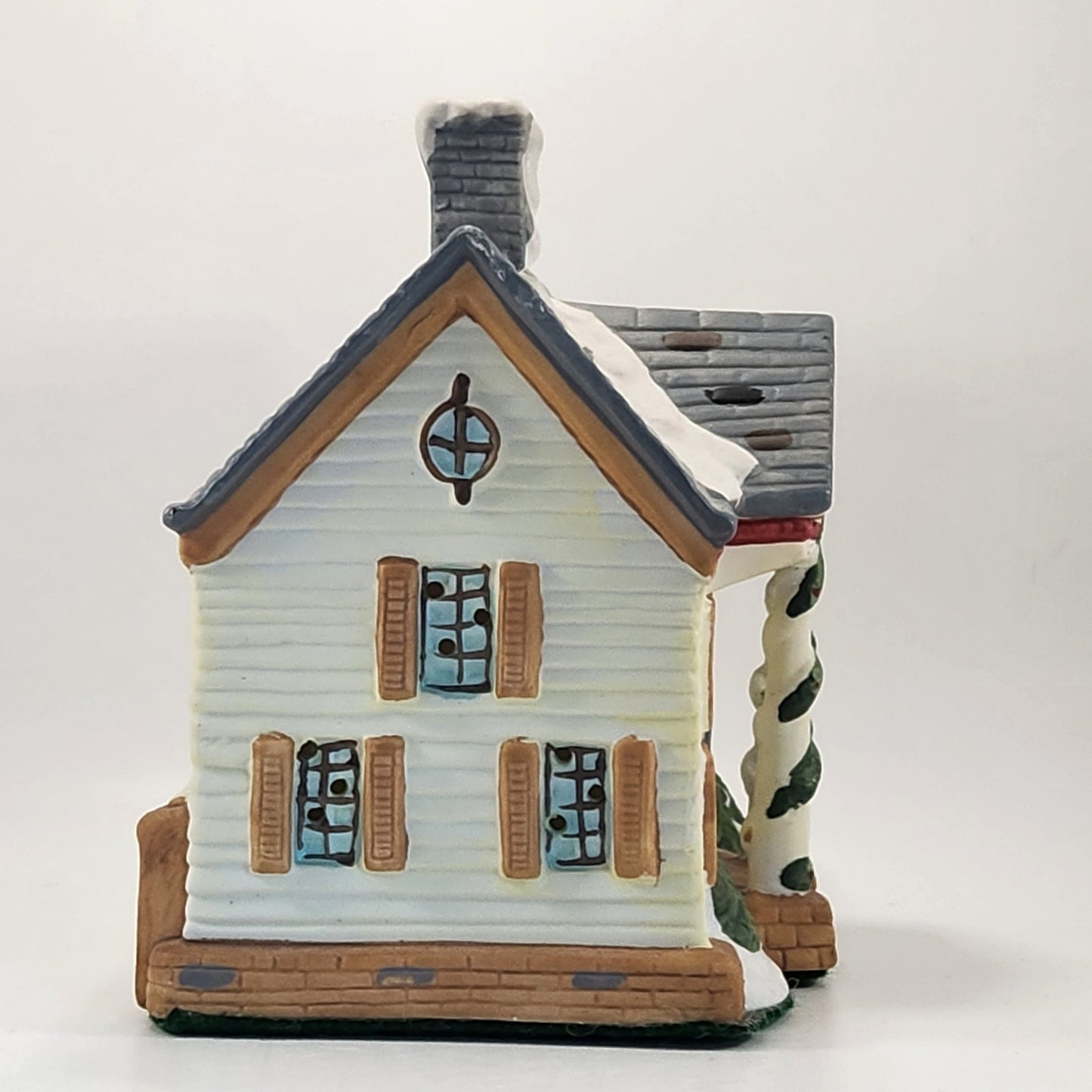 1991 Christmas Village Porcelain Lighted House – Snow-Covered Colonial with Box