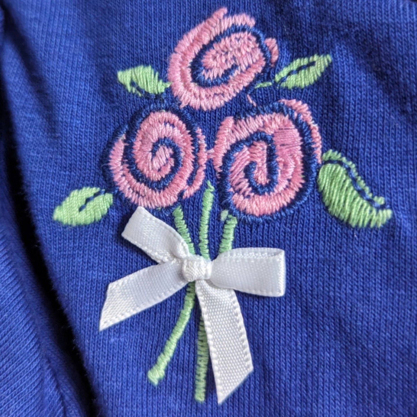 Vintage Carter's Toddler Girls Blue Rose Bouquet Cardigan – White Trim Buttons – Size 3T – 1980s Classic - Made in USA