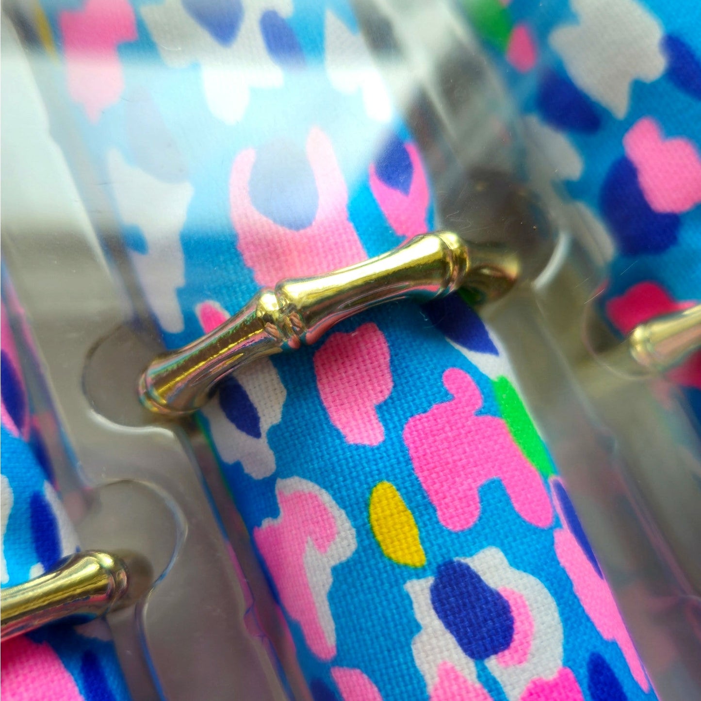 Lilly Pulitzer Hottie Dottie Blue & Pink Napkins & Bamboo Rings | Set of 4