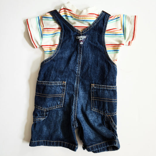 Toddler Outfit Old Navy Rainbow T-shirt & Oshkosh B'gosh Overalls Size 18-24 Mos