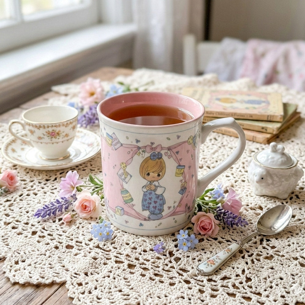 Precious Moments Enesco Mug – “The Good Lord Always Delivers” Baby Theme, Vintage 1991 Ceramic Cup, Christian Home Collectible