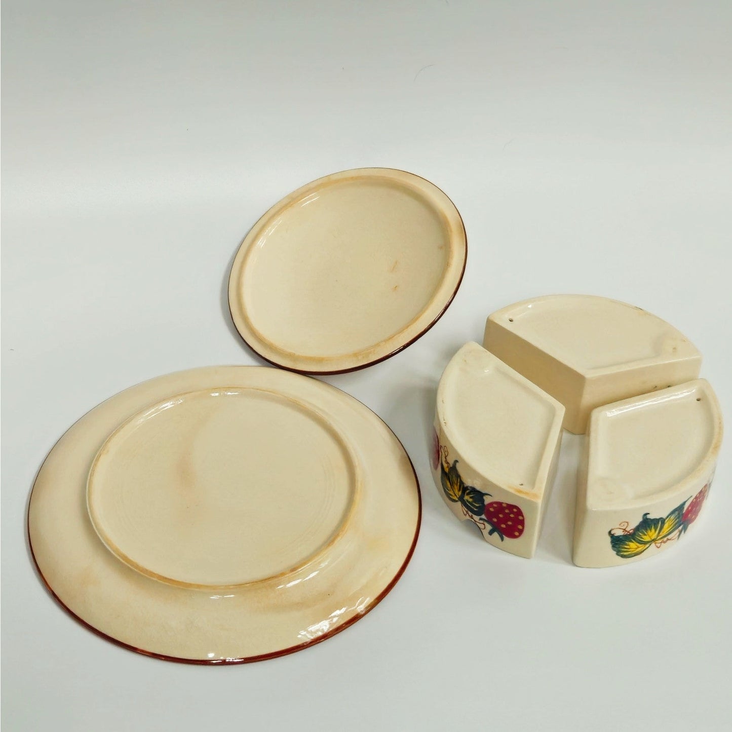 Vintage Hand-Painted Ceramic Strawberry Trio Server