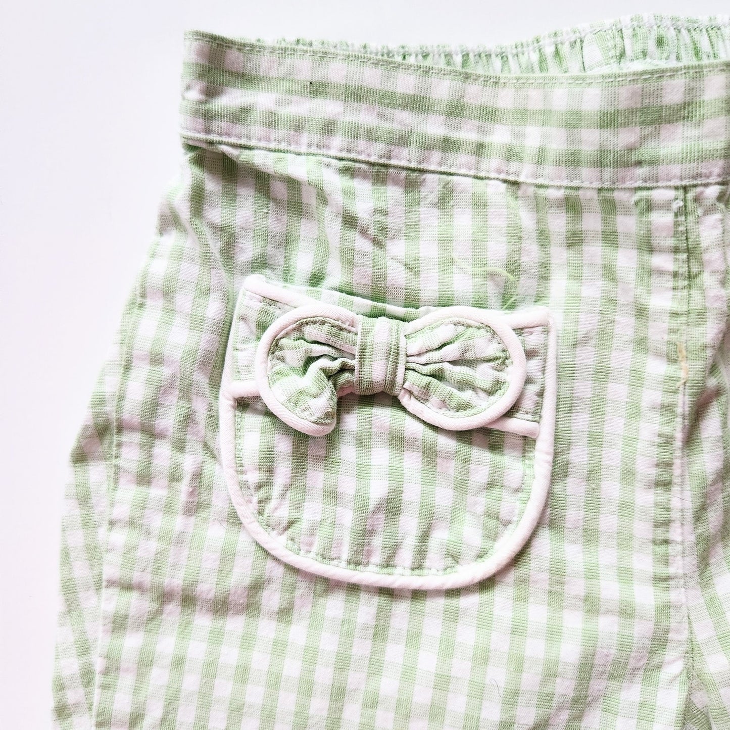 Janie and Jack Vintage Y2K 2000s Green Gingham Pedal Pushers Size 0 to 6 months