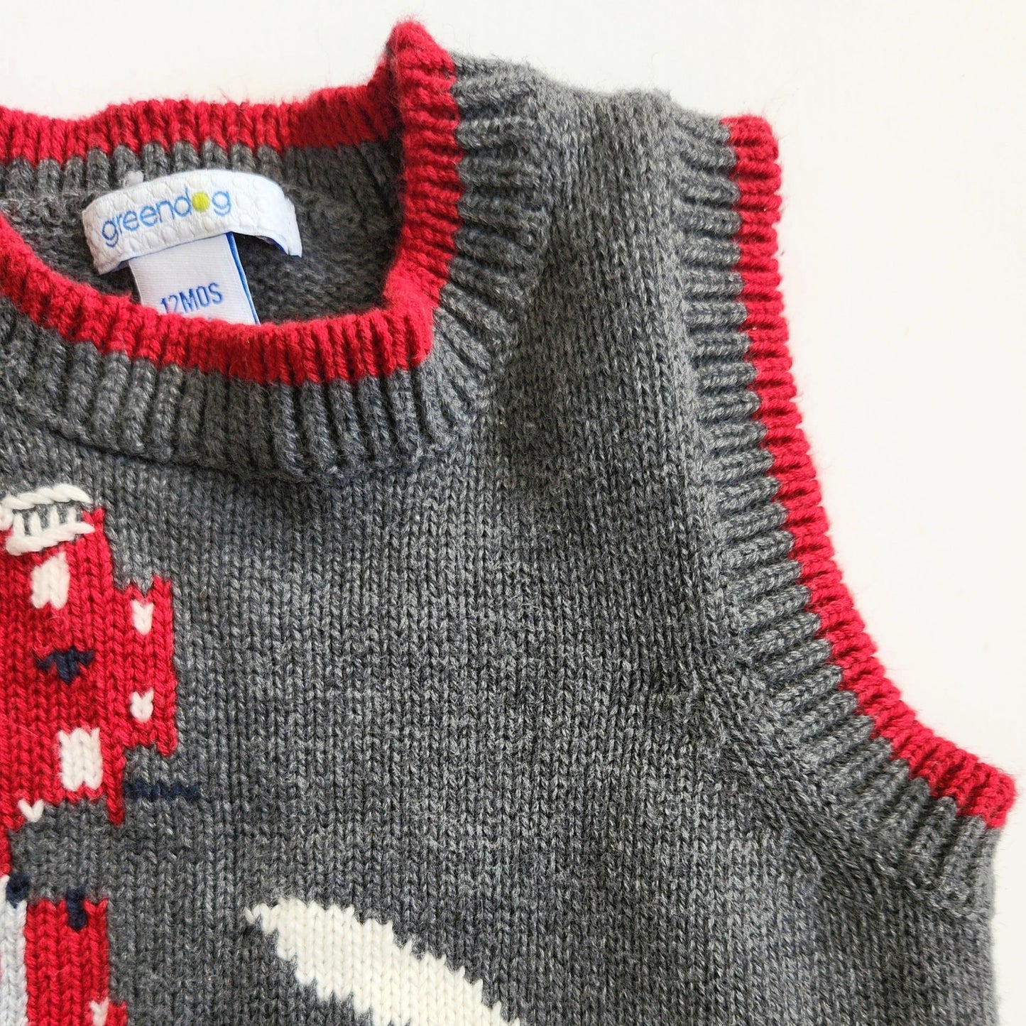 Vintage Greendog Holiday Train Sweater Vest | Baby 12 Months | Christmas Classic