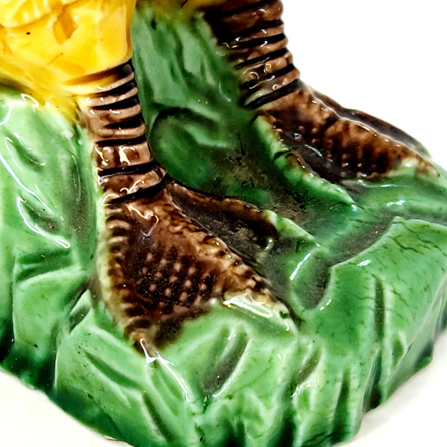 Antique Chinese Porcelain Miniature Yellow Glazed Preening Duck Figurine 1920s