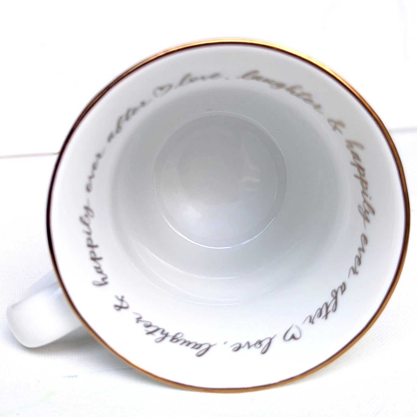 Williams Sonoma “Bride XO” Porcelain Coffee Mug – 14 oz Metallic Gold Script – Discontinued | Home