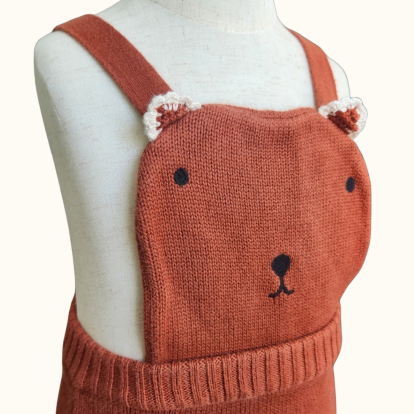 Knit Brown Bear Jumper Dress | Toddler Girls 2T 85 cm | 100% Cotton