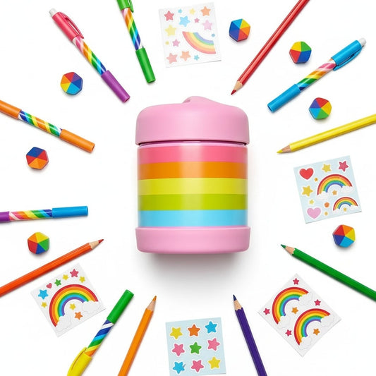 🌈 Pottery Barn Kids Fairfax Hot & Cold Food Jar – Rainbow & Pink – 10oz | Home