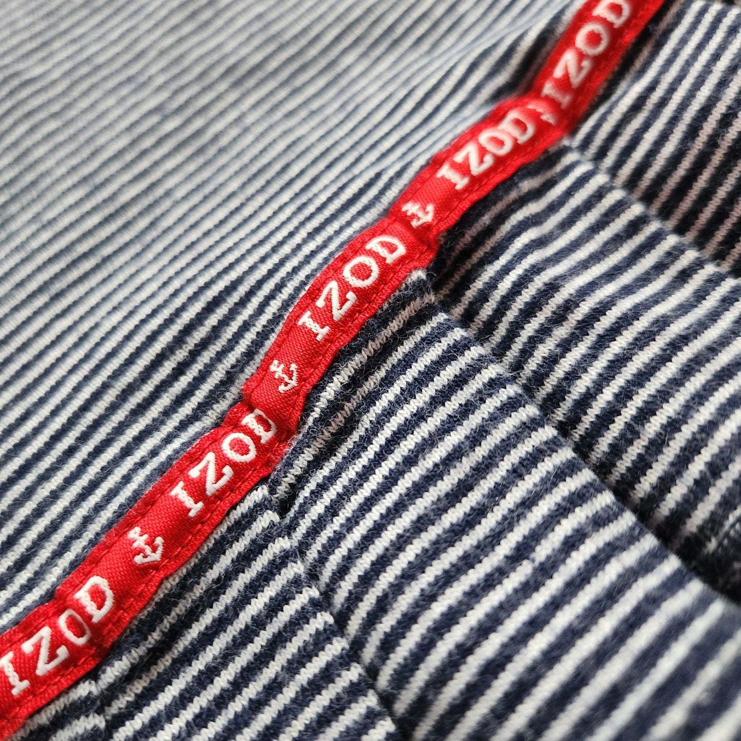 Izod Navy Blue & White Striped Drop Waist Short Sleeve Cotton Dress Size 2T