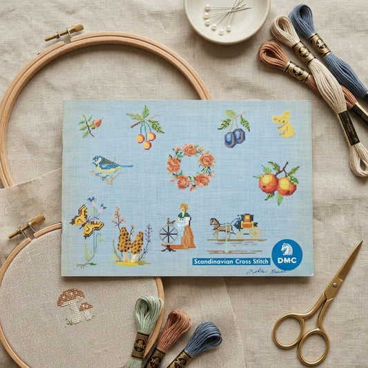Vintage Scandinavian Cross Stitch Pattern Book | DMC Nordic Embroidery Needlepoint Pattern Ephemera