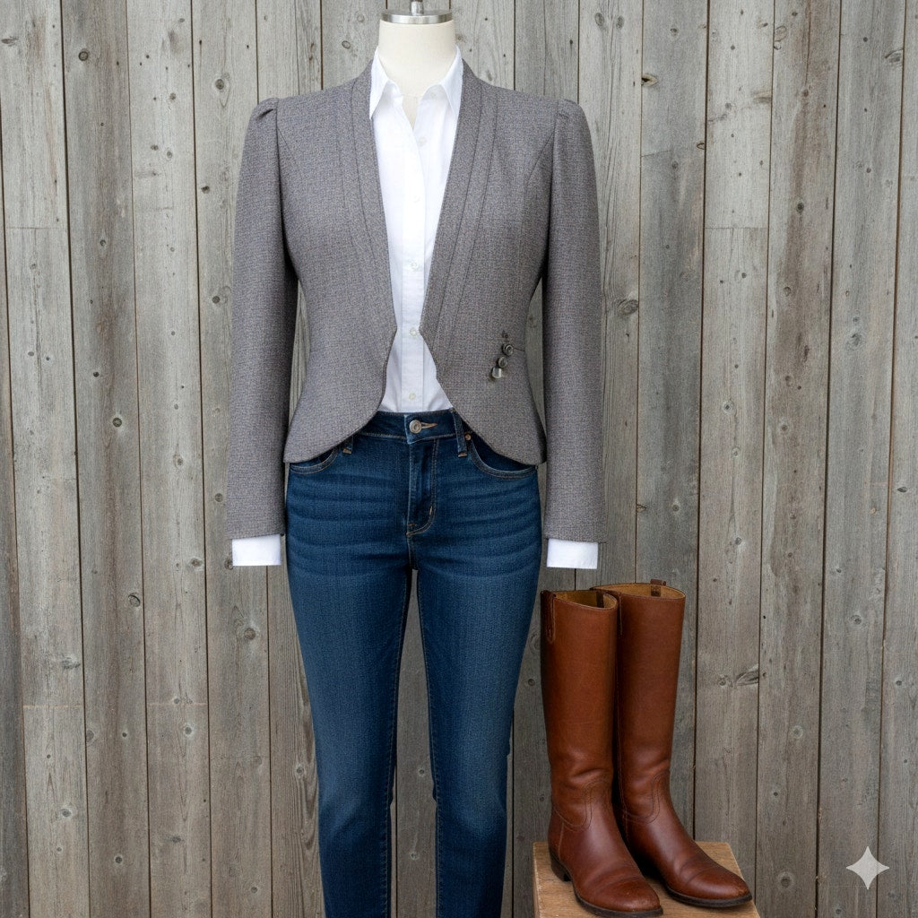 Vintage 1980s Peabody House Wool-Blend Blazer | Shawl Collar Wrap | Women's Size 7/8 S/M