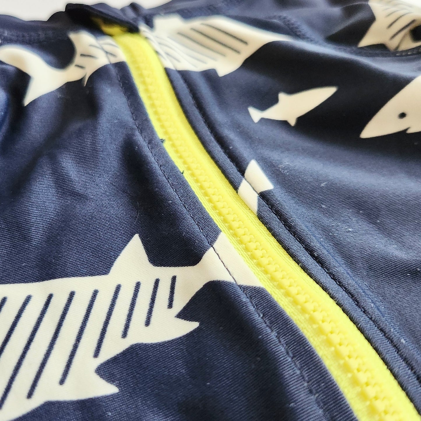 Tea Collection Infant Navy Bkue Shark Rash Guard One Piece Swimsuit Size 6 months