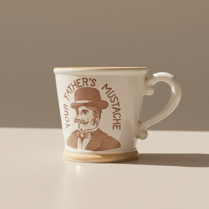 Vintage Mustache Guard Mug | 1960s “Not Your Father’s Mustache” Shaving Cup