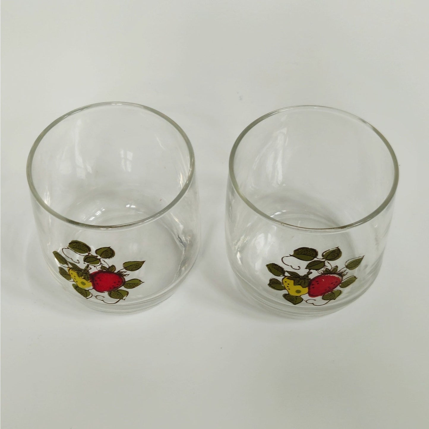 Vintage 1970s Mid Century Strawberry Fields Juice or Rocks Glasses - Pair