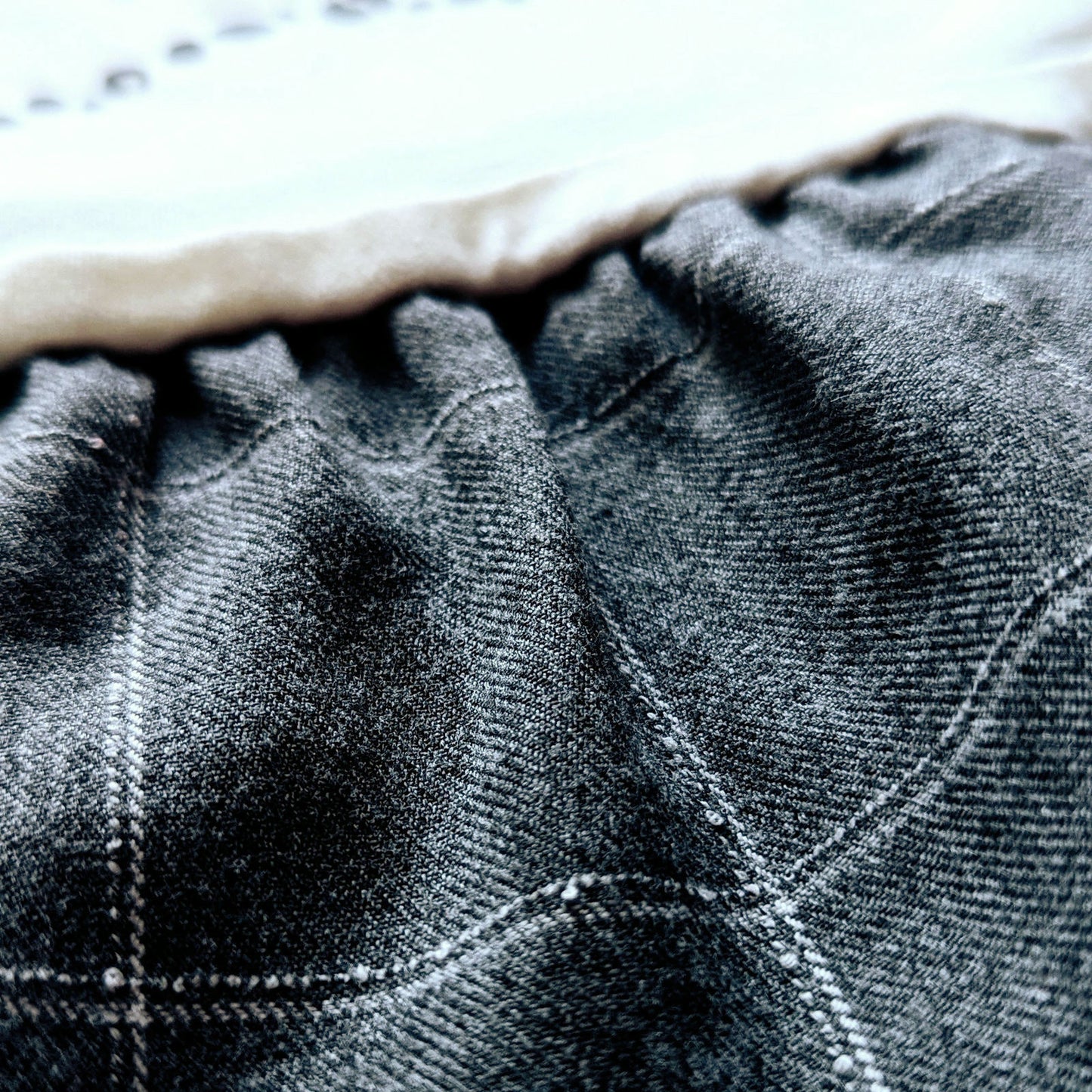 Original Marines Collared Teddy Bear Dress – White Long Sleeve Top with Gray Plaid Skirt, Cotton Blend | Baby Girl 6-9 Months