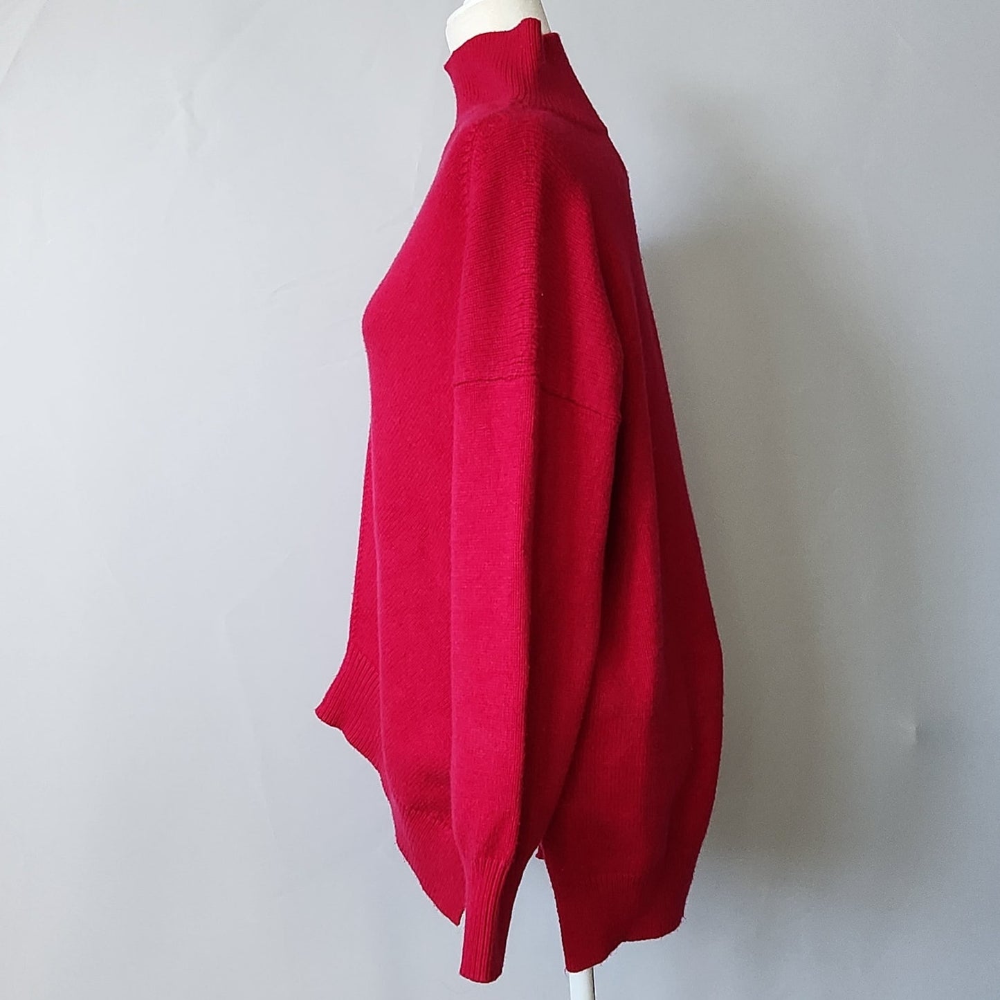 Crystal Mock Neck Pullover Sweater | Raspberry Pink | Women's M