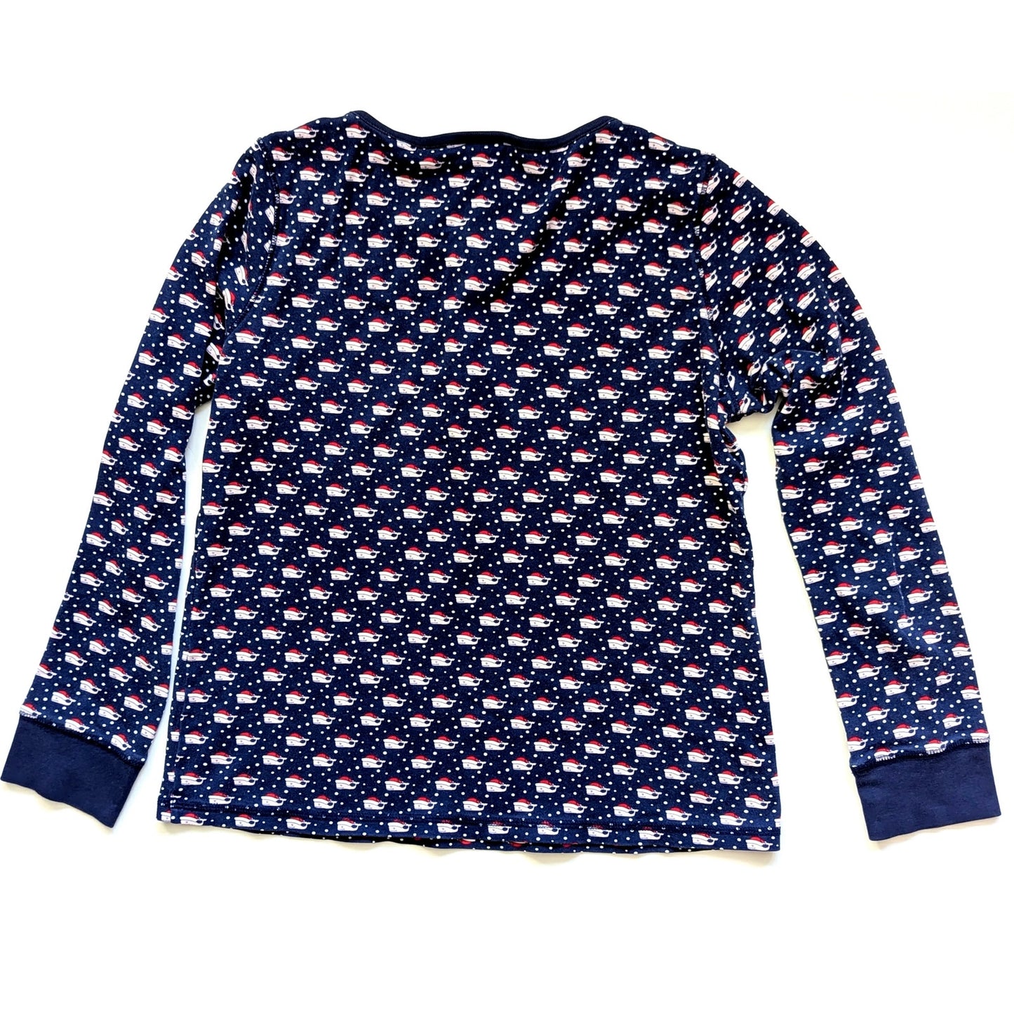 Vineyard Vines Festive Christmas Pajama Henley Top Santa Whale Navy | Women’s M