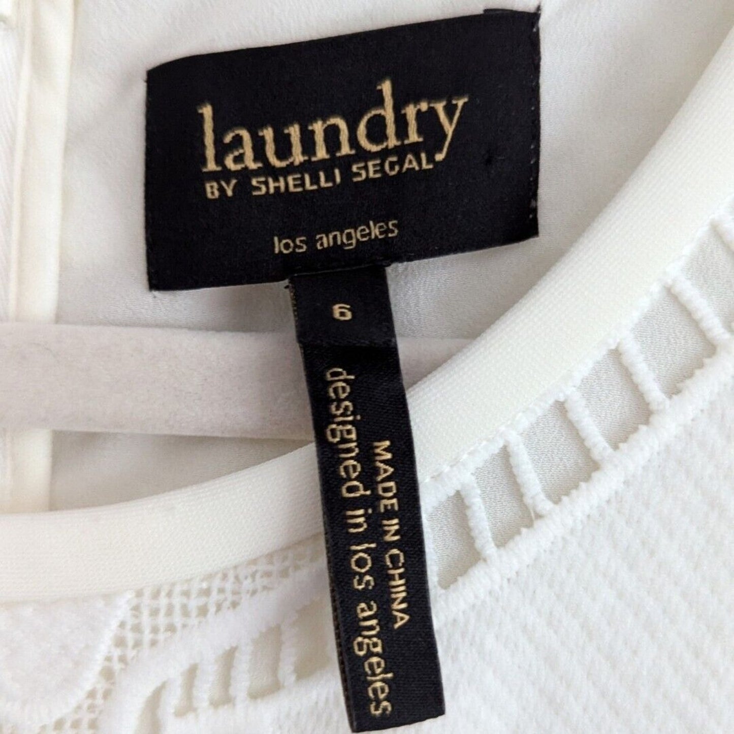 Laundry by Shelli Segal Ivory Eyelet Lace Sleeveless Sheath Dress Women’s Size 6