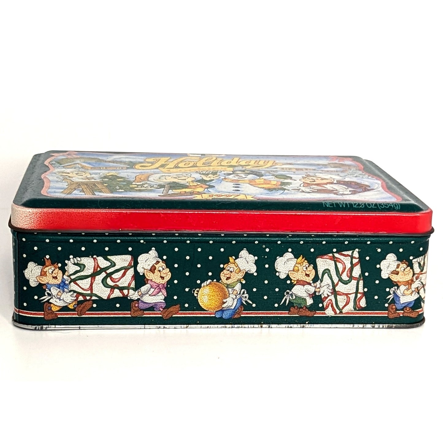 1997 Keebler Holiday Cookies Tin – Christmas Elf & Snowman Design