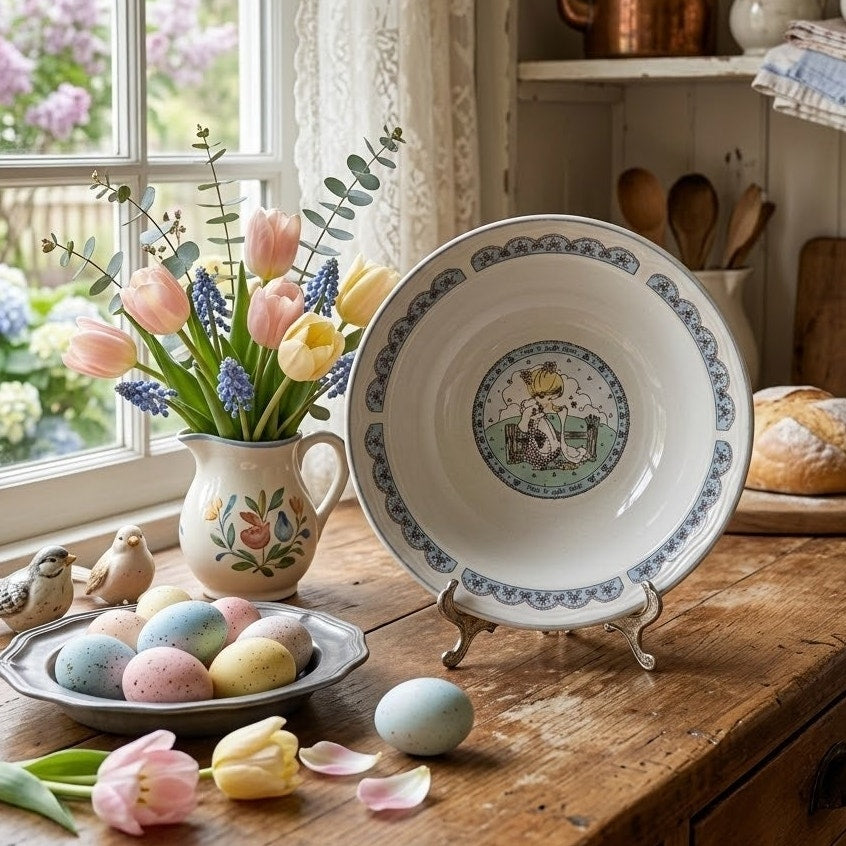 Vintage 1992 Precious Moments “Make a Joyful Noise” Bowls – 7” Wide Ceramic Collectible Home Tableware